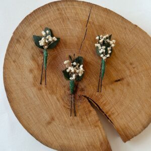 Agrafe florale – eucalipt si gypsophila