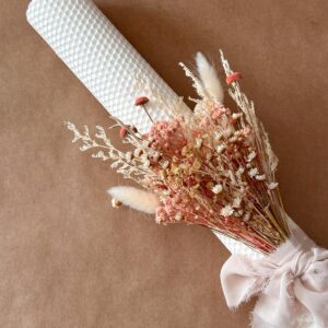Lumanare botez/ cununie din ceara naturala, model fagure – Blush Pink