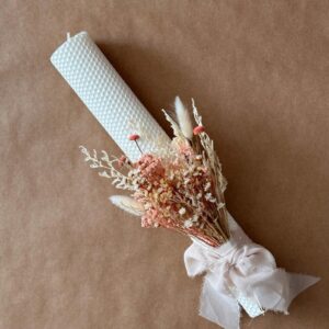 Lumanare botez/ cununie din ceara naturala, model fagure – Blush Pink