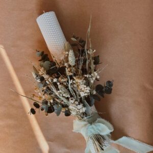 Lumanare botez/ cununie din ceara naturala, model fagure – Green