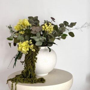 Aranjament Greenary – mix flori uscate & stabilizate în vas ceramic