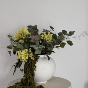 Aranjament Greenary – mix flori uscate & stabilizate în vas ceramic