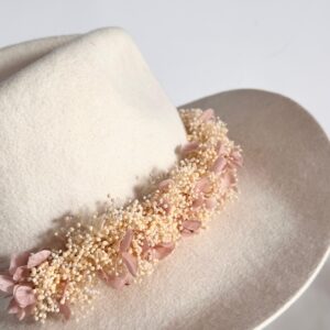 Coronita de par din flori uscate si criogenate – white & pink