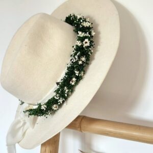 Coronita de par din flori uscate  – Green and white